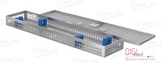 Optics tray basket with lid, perforated standard model, double length