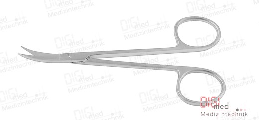 fine surgical scissors, curved sideways