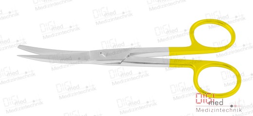 Surgical scissors with carbide cutting edges STANDARD, curved, one sided pointed