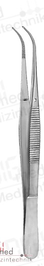 Surgical forceps SEMKEN 1x2, curved with pin