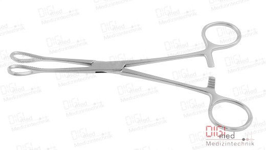 Grain and swab tongs FOERSTER-BALLENGER, angled, serrated