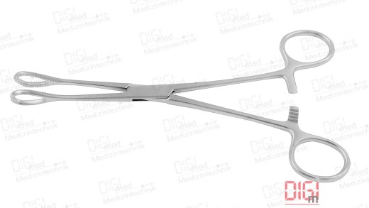 Grain and swab tongs FOERSTER-BALLENGER, angled, smooth