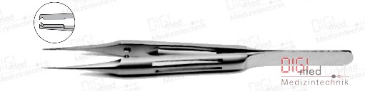 Corneal forcep, delicate 1x2 straight with tying platform