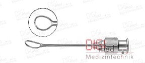 Irrigating Vectis KNOLLE PEARCE fluid flow through, three front opening ports, 23 gauge, loop