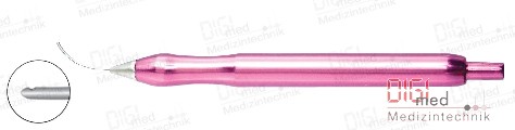 Aspiration Handpieces with male connector, side port facing into curve, magenta color titanium