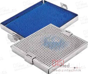 Sterilization container perforated with lid S.S made of stainless steel with silicone finger mats, perforated