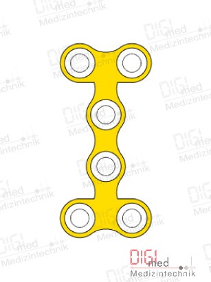 Double T-plate, titanium, 6 holes, Profile 0.6mm, System 2.0mm