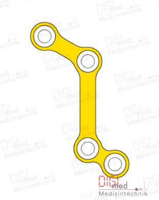 Z-plate, titanium, 4 holes long, left, Profile 0.6mm, System 2.0mm