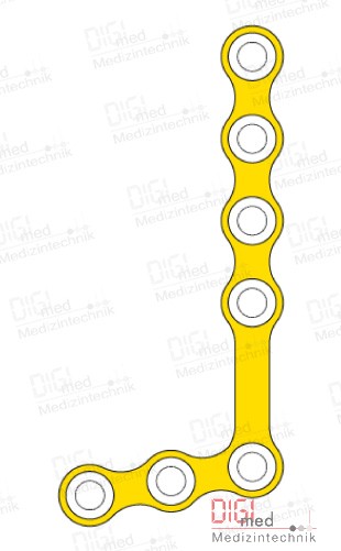 L-plate 110°, titanium, 7 holes left, Profile 0.75mm, System 2.0mm