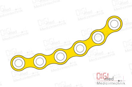 Orbital plate, titanium, 6 holes, 0.75mm Profil, 2.0 MM system