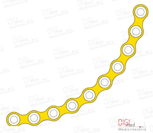 Orbital plate, titanium, 10 holes, 0.75mm Profil, 2.0 MM system