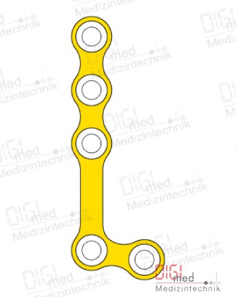 L-plate, titanium, 5 hole long right, Profile 1.0mm, System 2.0mm