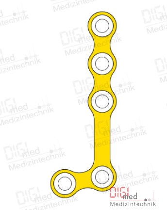 L-plate, titanium, 5 hole long left, Profile 1.0mm, System 2.0mm