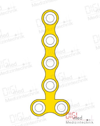 T-plate, titanium, 6 hole without bar, Profile 1.0mm, System 2.0mm