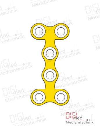 Double T-plate, titanium, 6 holes, Profile 1.0mm, System 2.0mm