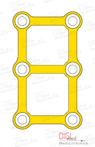 Viereck Platte, Titan, 3x2 Loch, Profil 1.0mm, System 2.0mm