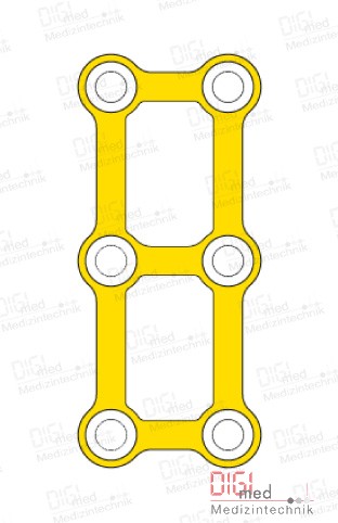 Rechteck Platte, Titan, 3x2 Loch, Profil 1.0mm, System 2.0mm