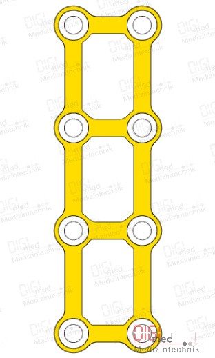 Rechteck Platte, Titan, 4x2 Loch, Profil 1.0mm, System 2.0mm