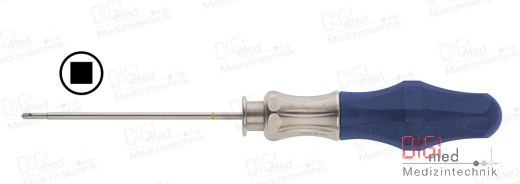 Screwdriver with blade, not rotatable, self-locking for screws Ø 2.0 mm, square head