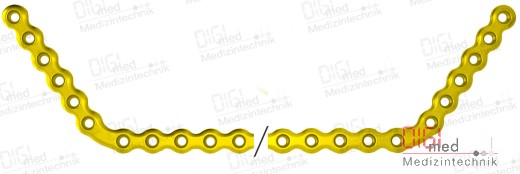 Full mandibular reconstruction plate, 6+17+6 holes, system 2.7 mm, profile 2.2 mm