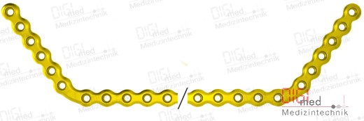 Full mandibular reconstruction plate, 6+19+6 holes, system 2.7 mm, profile 2.2 mm