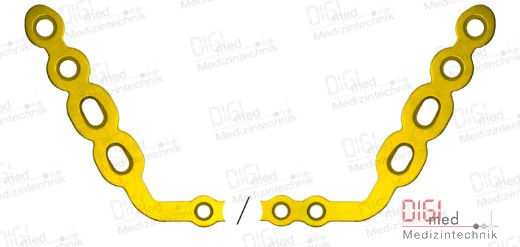 Full mandibular reconstruction plate, 4+21+4 holes, system 2.7 mm, profile 2.2 mm