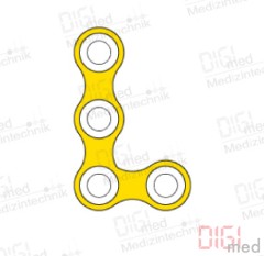 L-plate, titanium, 4 holes small right, Profile 0.6mm, System 2.0mm