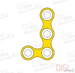 L-Platte, Titan, 4 Loch, klein, links, Profil 0.6mm, System 2.0mm