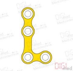 L-Platte, Titan, 4 Loch mittel rechts, Profil 0.6mm, System 2.0mm