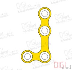 L-Platte, Titan, 4 Loch mittel links, Profil 0.6mm, System 2.0mm