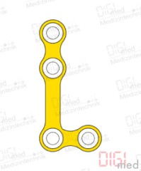 L-Platte, Titan, 4 Loch lang rechts, Profil 0.6mm, System 2.0mm