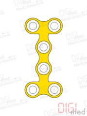 Double T-plate, titanium, 6 holes, Profile 0.6mm, System 2.0mm