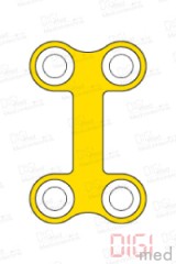 Double T-plate, titanium, 4 holes, Profile 0.6mm, System 2.0mm