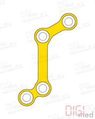 Z-plate, titanium, 4 holes long, right, Profile 0.6mm, System 2.0mm