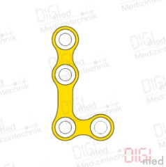 L-plate, titanium, 4 hole medium right, Profile 1.0mm, System 2.0mm