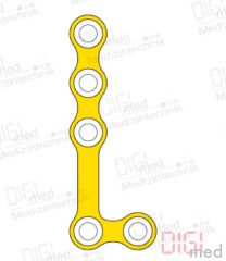 L-plate, titanium, 5 hole long right, Profile 1.0mm, System 2.0mm