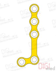 L-plate, titanium, 5 hole long left, Profile 1.0mm, System 2.0mm