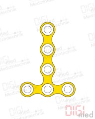 T-plate, titanium, 6 hole, Profile 1.0mm, System 2.0mm