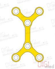 Double Y-plate, titanium, 6 holes long, Profile 1.0mm, System 2.0mm