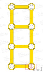 Square plate, titanium, 4x2 hole, profile 0.6mm, system 2.0mm