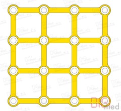 Square plate, titanium, 4x4 hole, profile 0.6mm, system 2.0mm